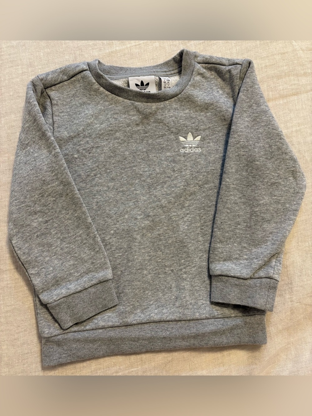 Adidas Embroidered Trefoil Grey Crewneck Sweatshirt 3-4Y